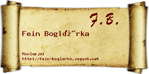 Fein Boglárka névjegykártya